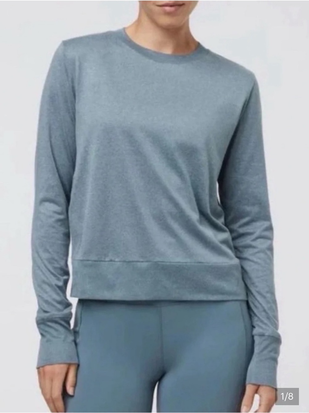 Vuori Daydream Crew In Smoke Blue Heather Size XL Lightweight Long Sleeve Top